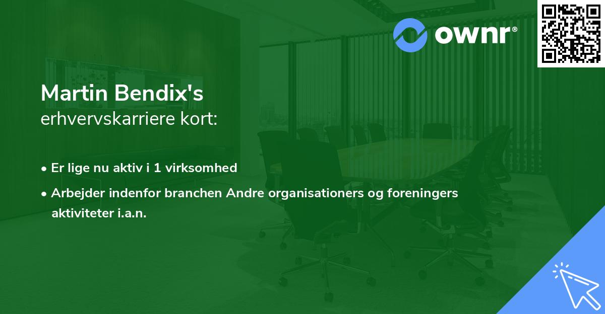 Martin Bendix's erhvervskarriere kort