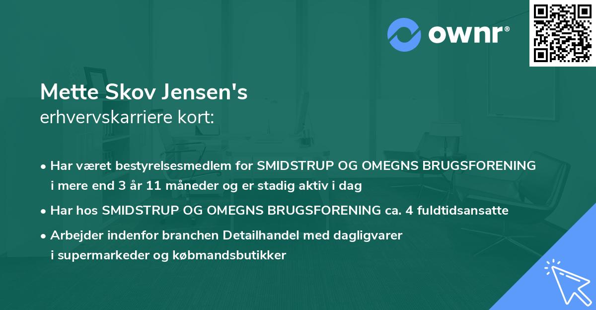 Mette Skov Jensen's erhvervskarriere kort