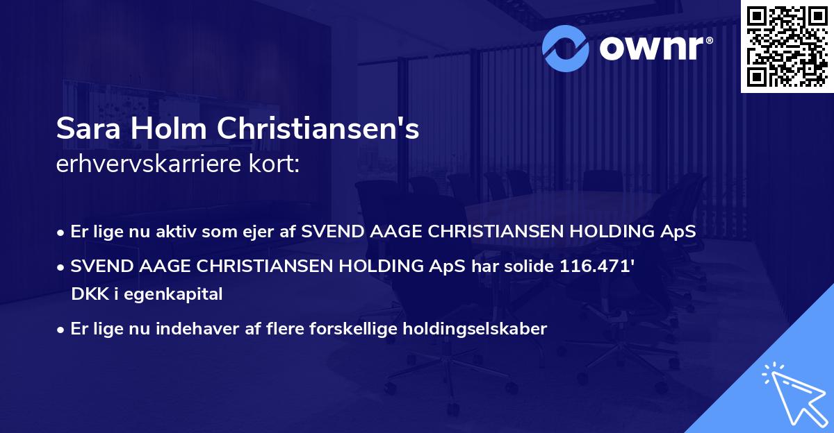 Sara Holm Christiansen's erhvervskarriere kort