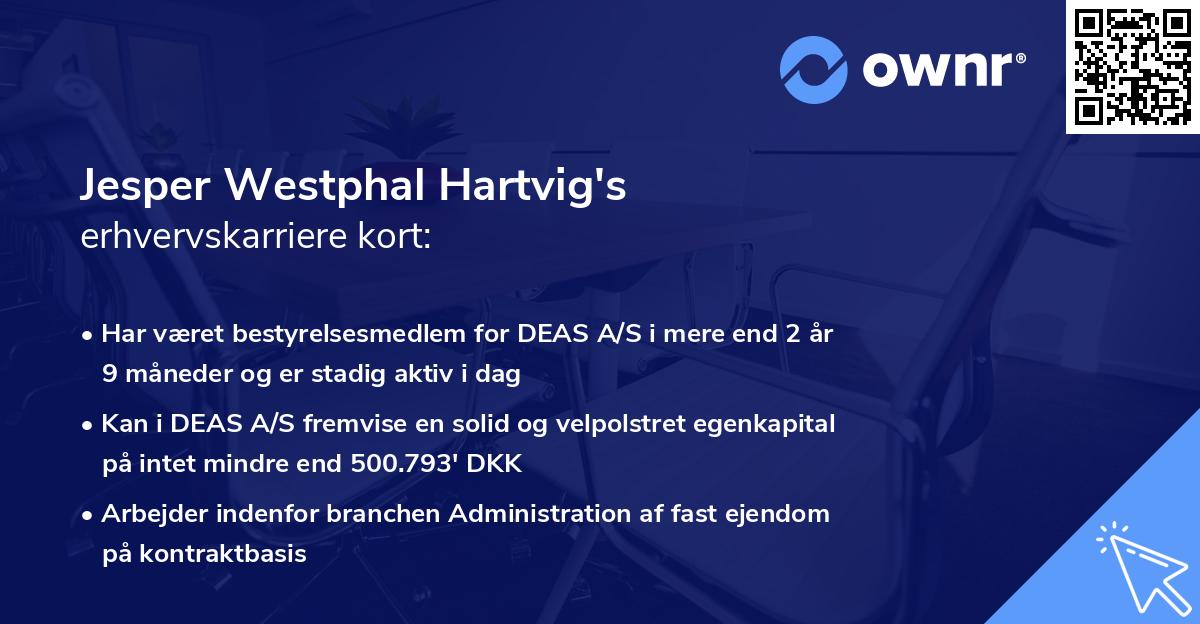 Jesper Westphal Hartvig's erhvervskarriere kort