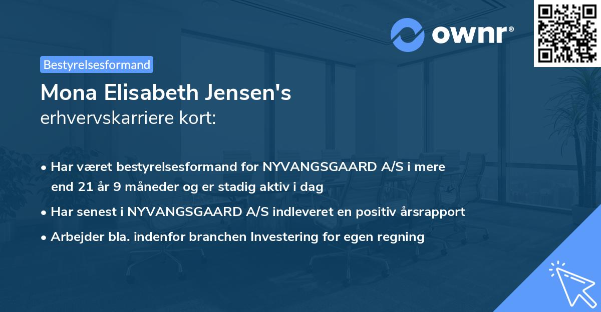 Mona Elisabeth Jensen's erhvervskarriere kort