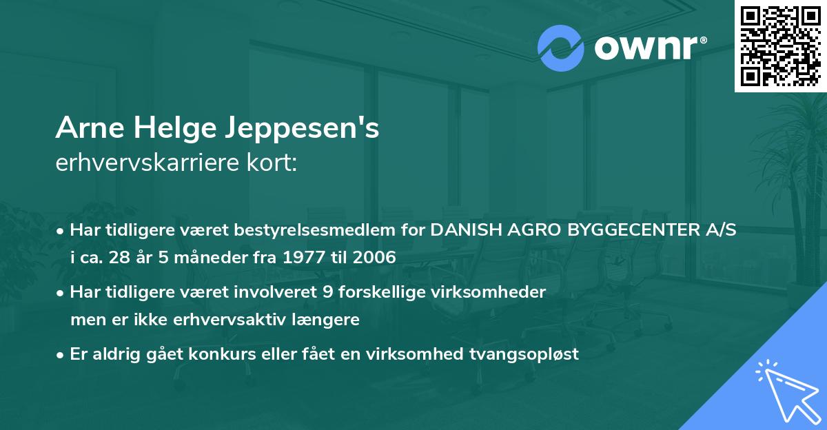 Arne Helge Jeppesen's erhvervskarriere kort