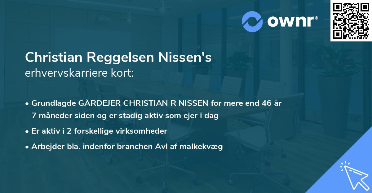 Christian Reggelsen Nissen's erhvervskarriere kort