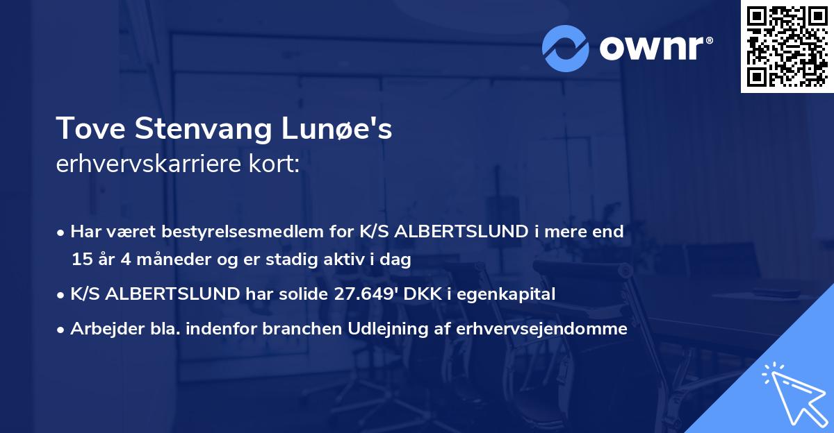 Tove Stenvang Lunøe's erhvervskarriere kort