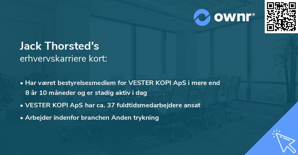 Jack Thorsted's erhvervskarriere kort