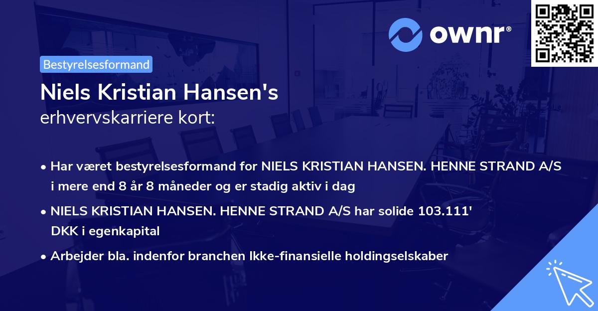 Niels Kristian Hansen's erhvervskarriere kort