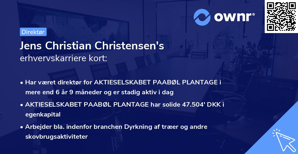 Jens Christian Christensen's erhvervskarriere kort