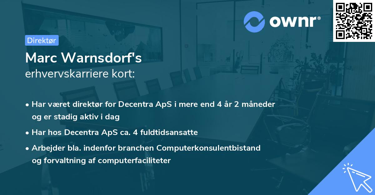 Marc Warnsdorf's erhvervskarriere kort