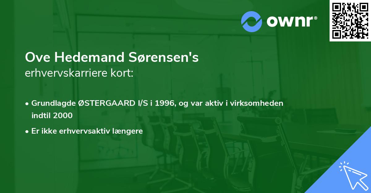 Ove Hedemand Sørensen's erhvervskarriere kort