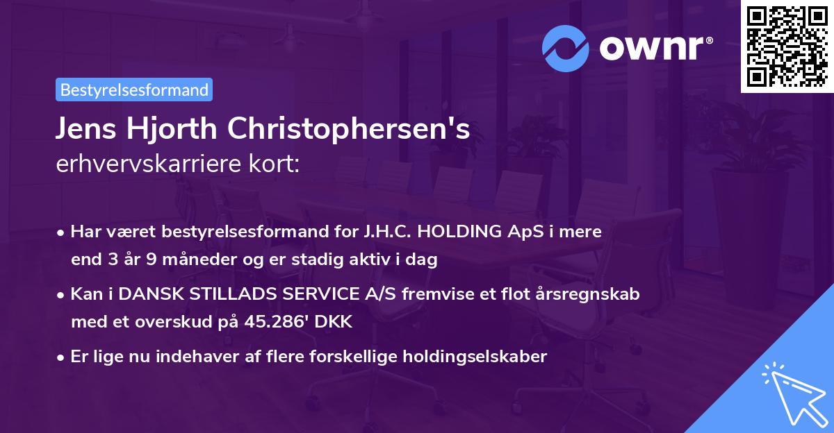 Jens Hjorth Christophersen's erhvervskarriere kort