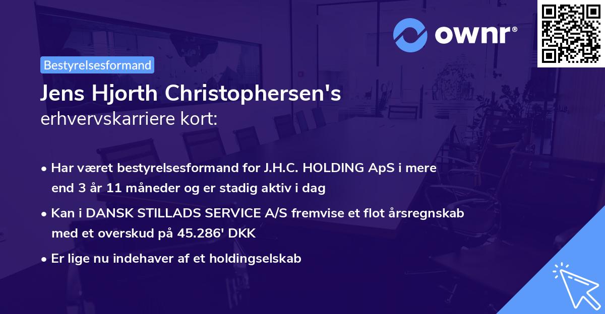 Jens Hjorth Christophersen's erhvervskarriere kort