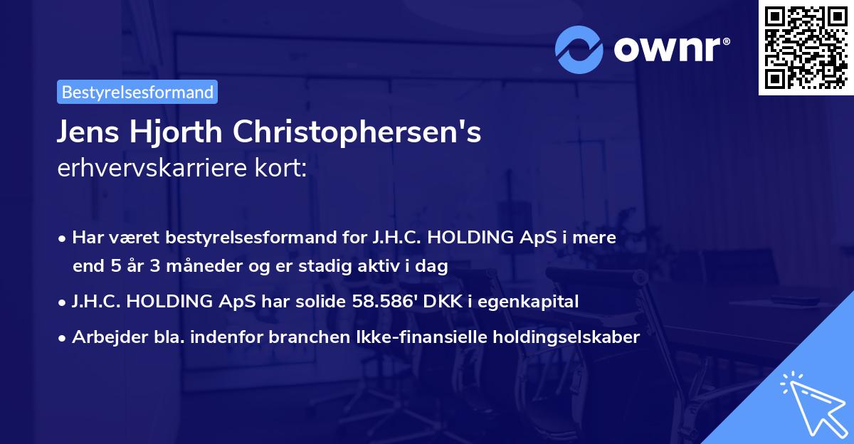 Jens Hjorth Christophersen's erhvervskarriere kort