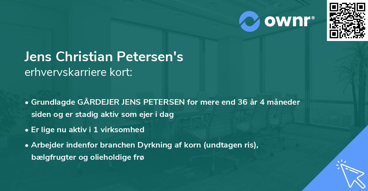 Jens Christian Petersen's erhvervskarriere kort