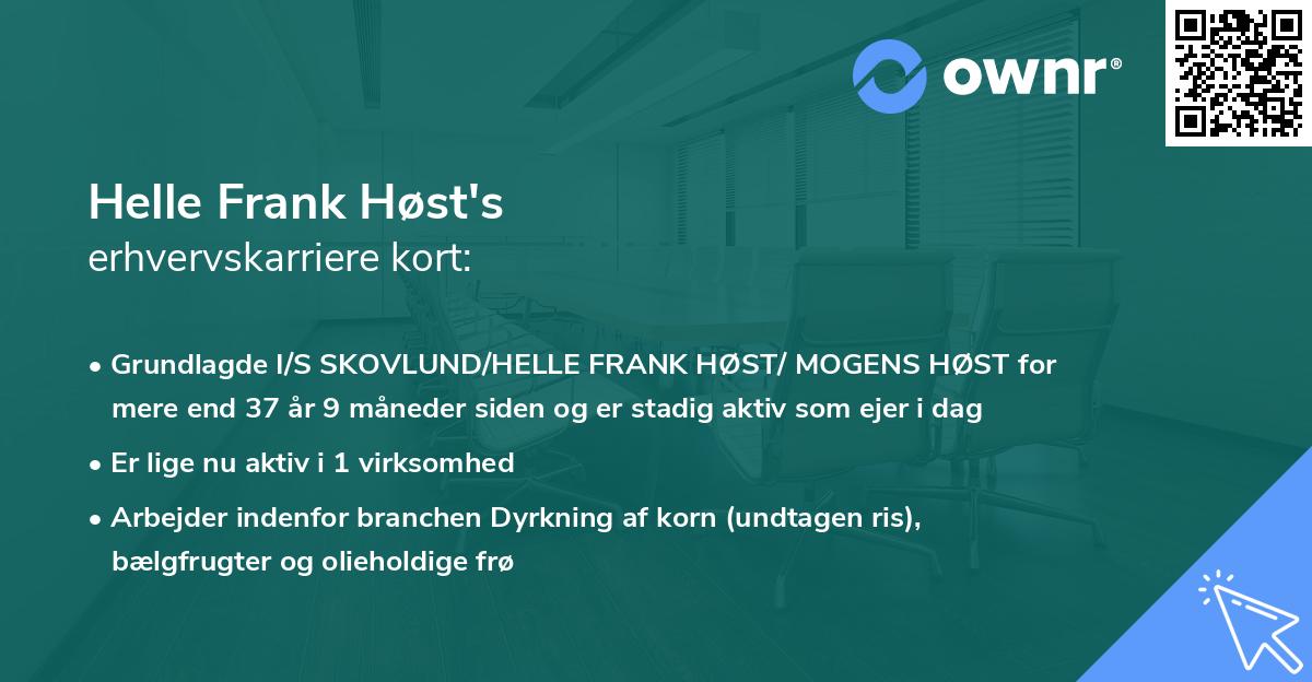 Helle Frank Høst's erhvervskarriere kort