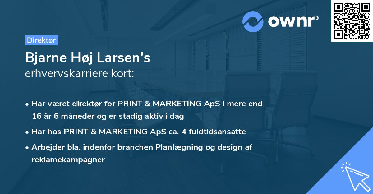 Bjarne Høj Larsen's erhvervskarriere kort