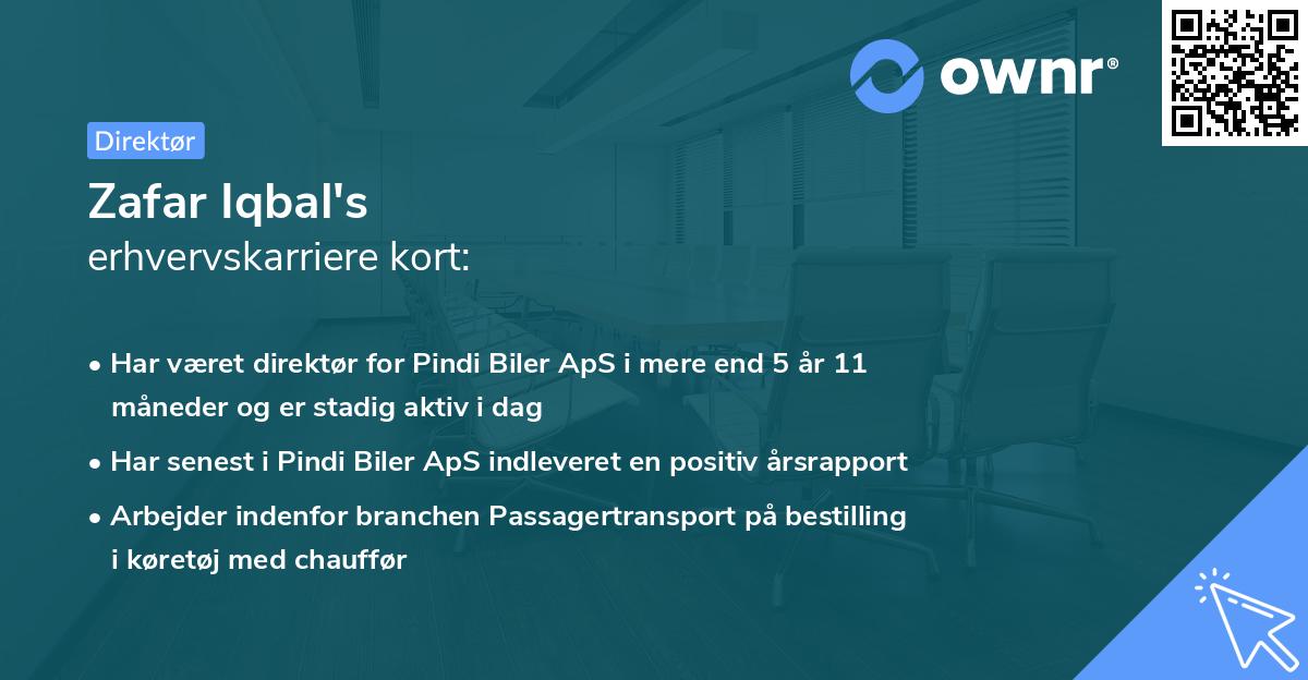 Zafar Iqbal's erhvervskarriere kort
