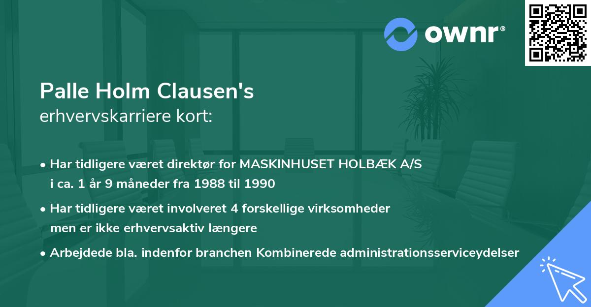 Palle Holm Clausen's erhvervskarriere kort