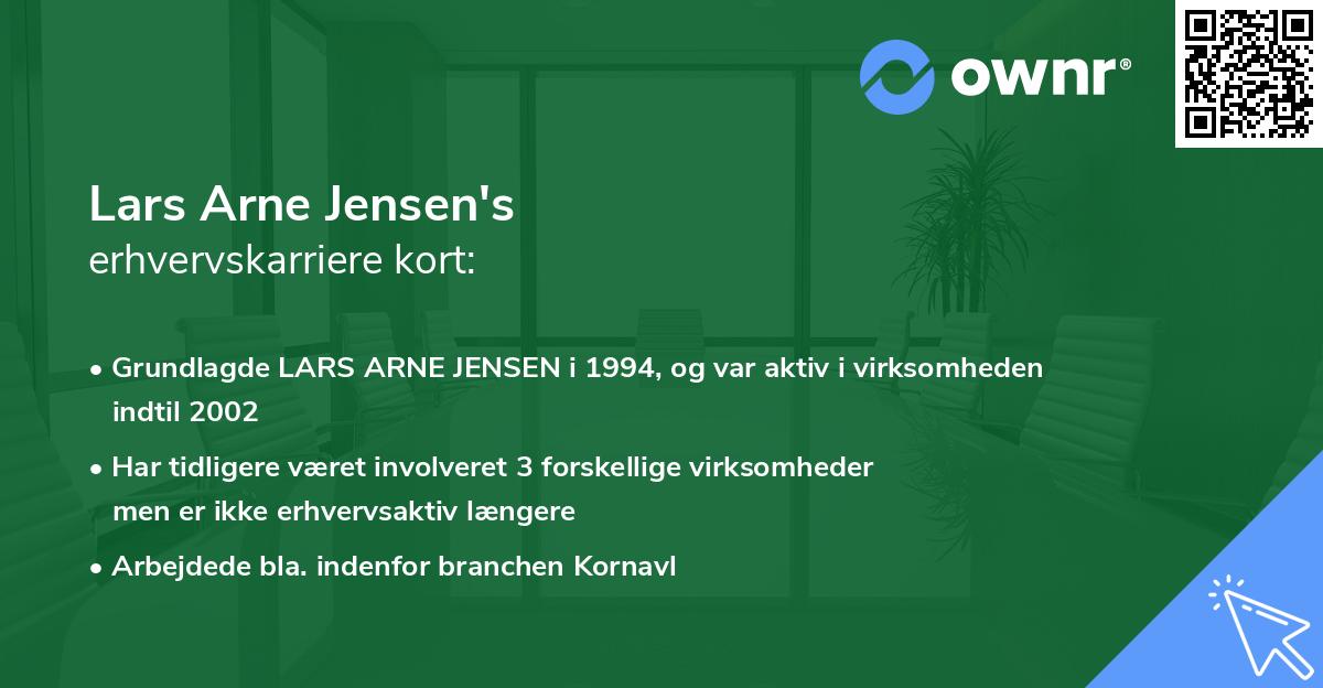 Lars Arne Jensen's erhvervskarriere kort