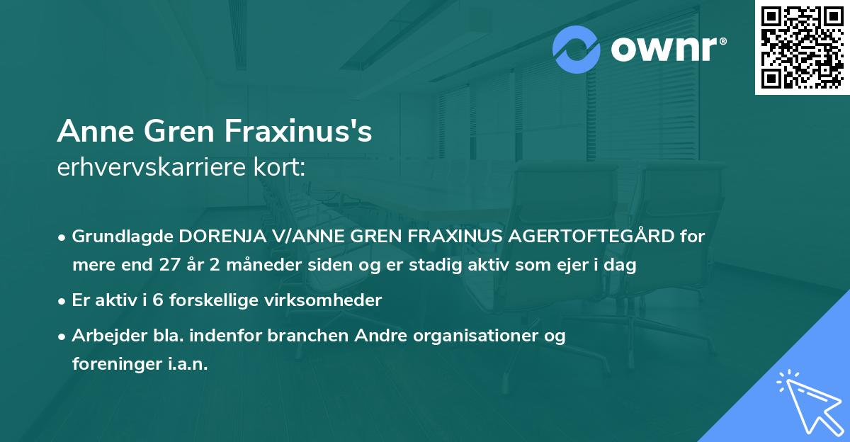 Anne Gren Fraxinus's erhvervskarriere kort