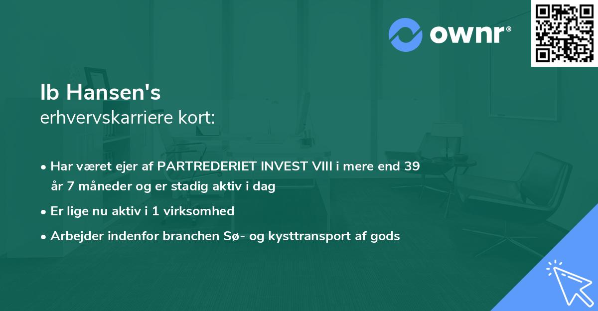 Ib Hansen's erhvervskarriere kort