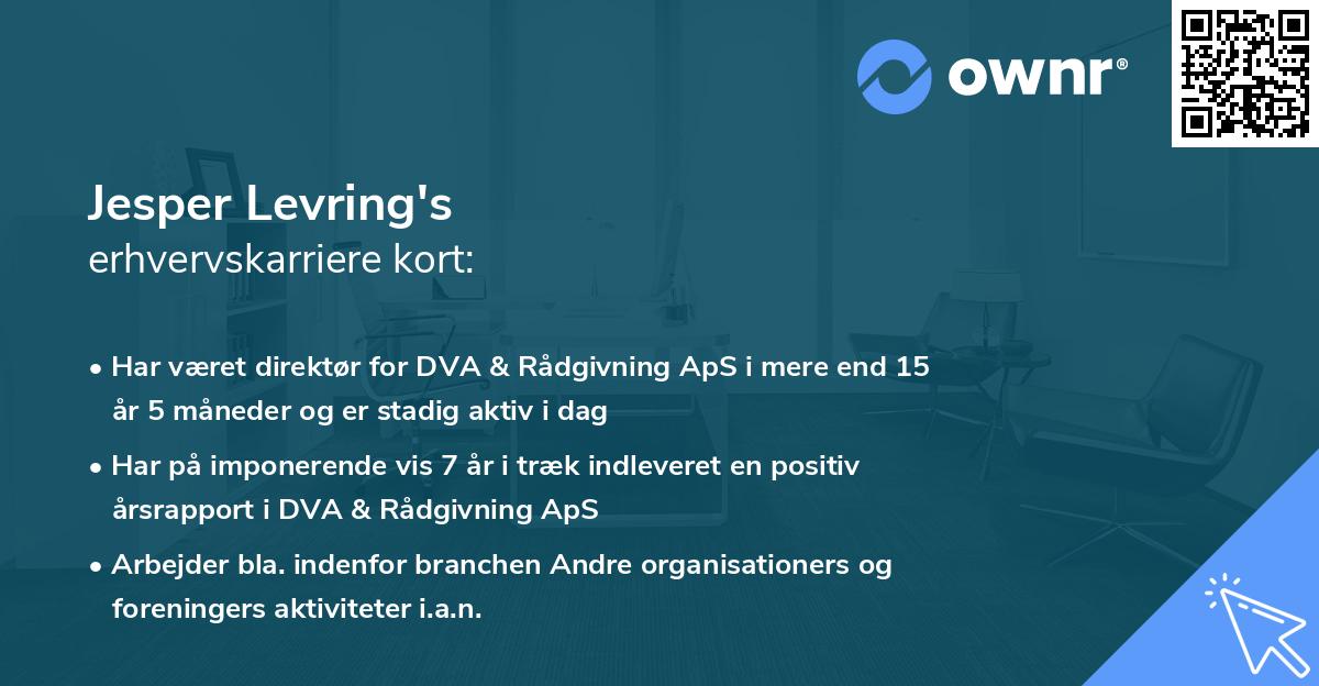 Jesper Levring's erhvervskarriere kort