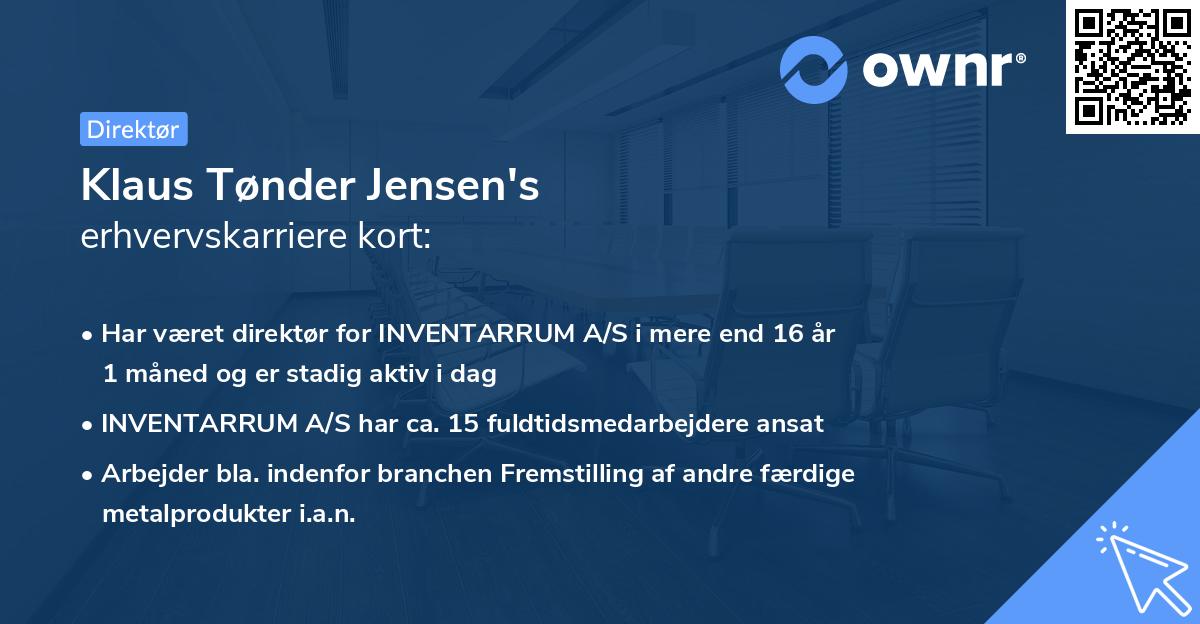 Klaus Tønder Jensen's erhvervskarriere kort