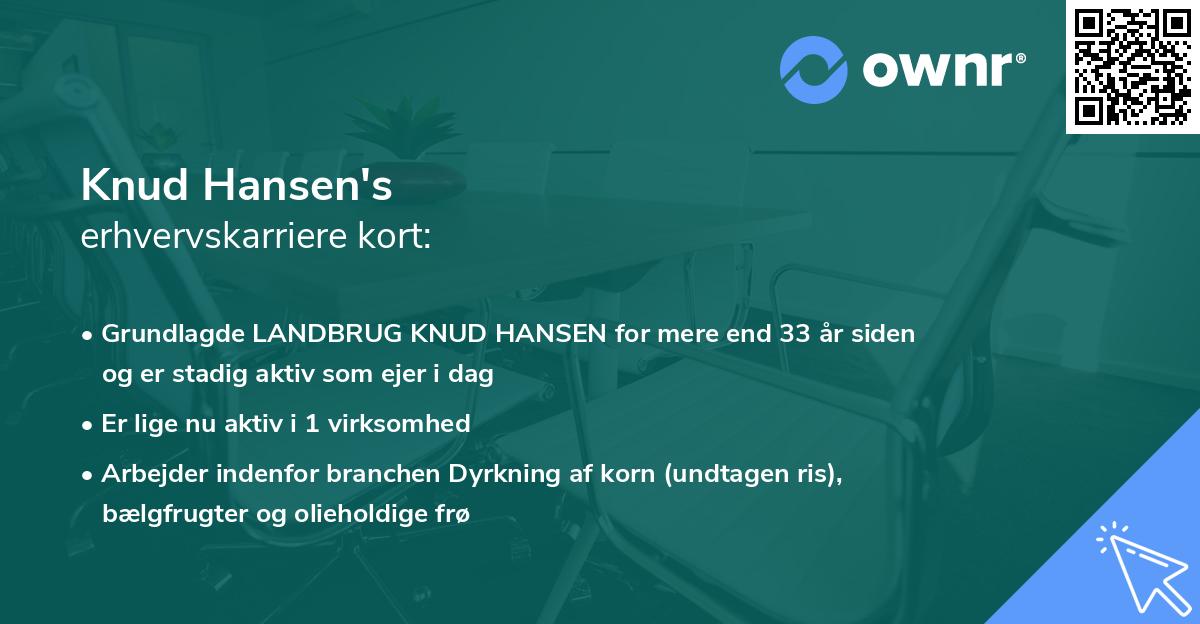 Knud Hansen's erhvervskarriere kort