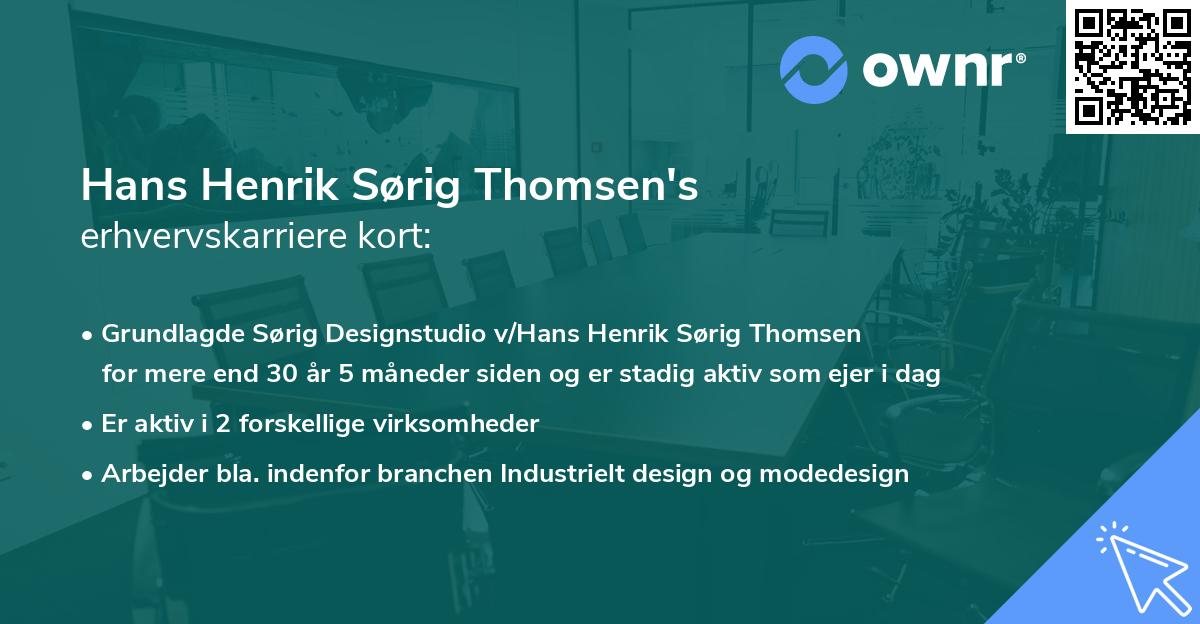 Hans Henrik Sørig Thomsen's erhvervskarriere kort