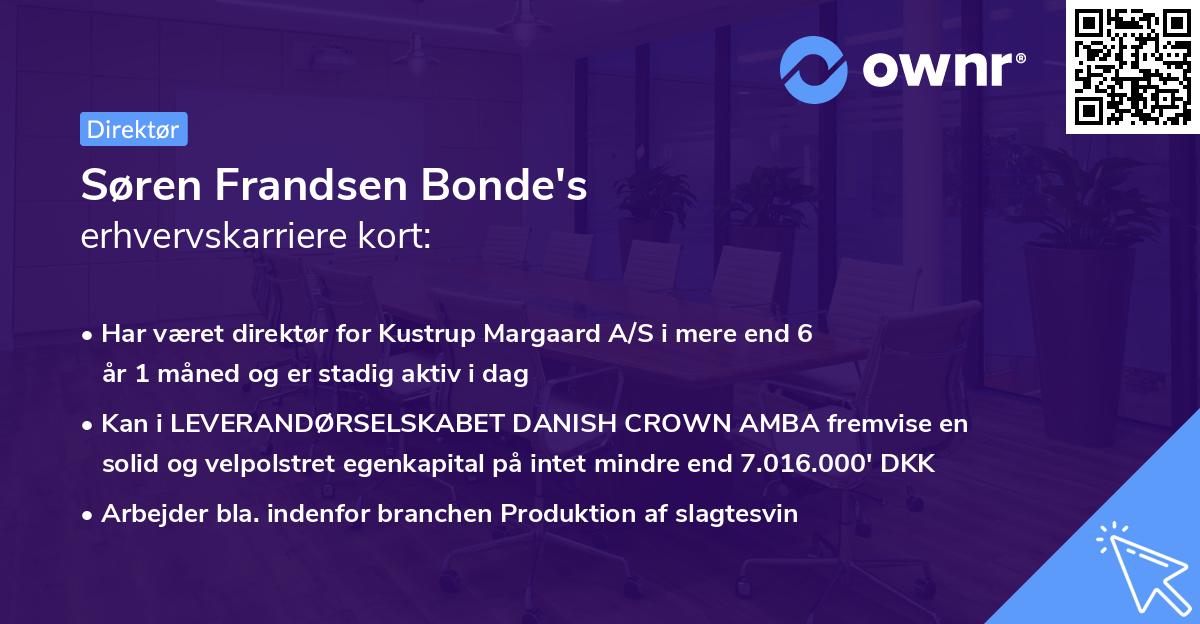 Søren Frandsen Bonde's erhvervskarriere kort