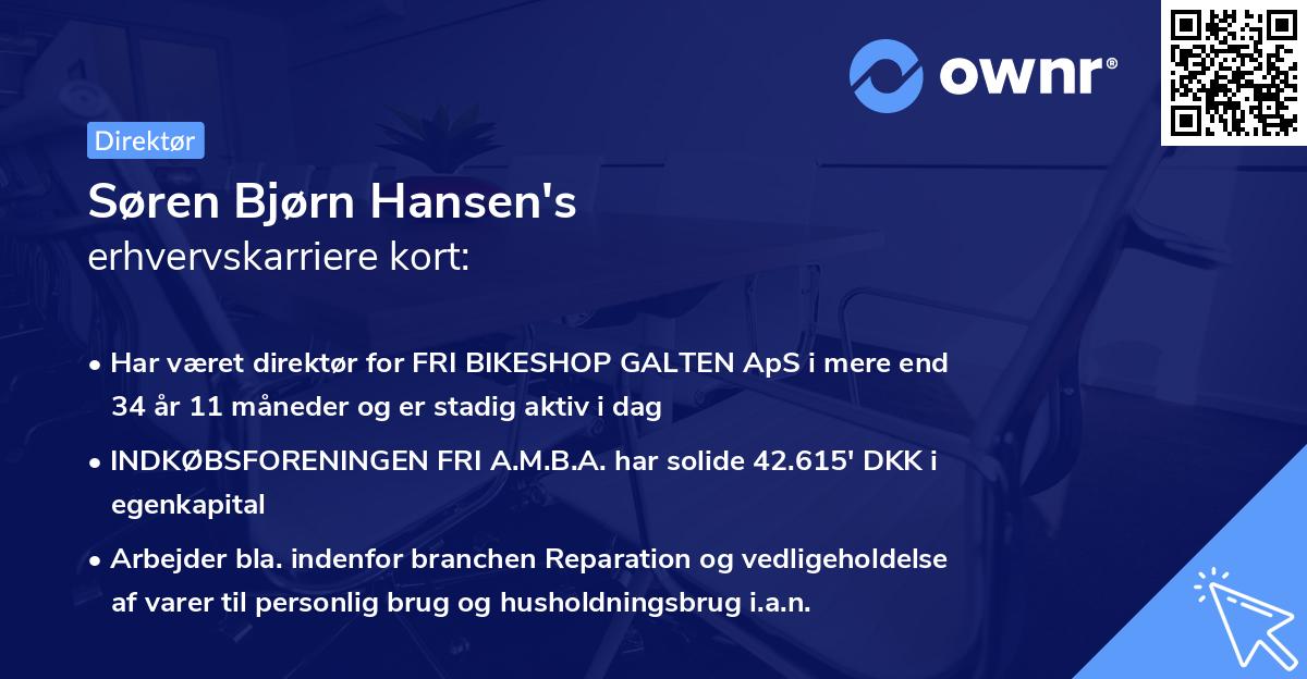 Søren Bjørn Hansen's erhvervskarriere kort