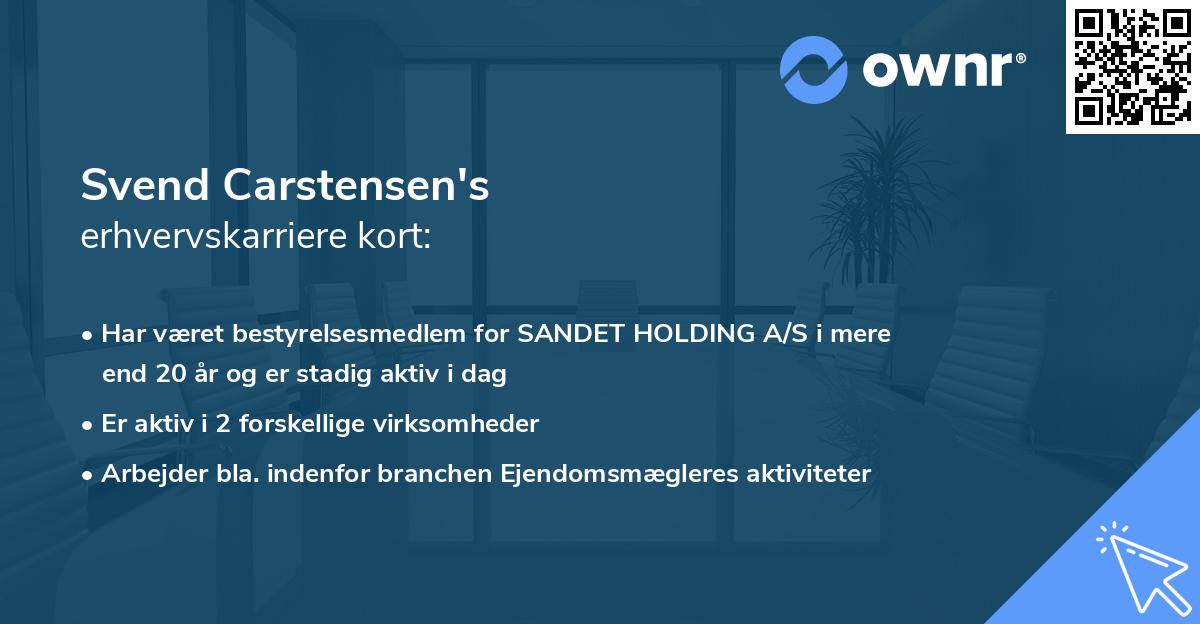 Svend Carstensen's erhvervskarriere kort
