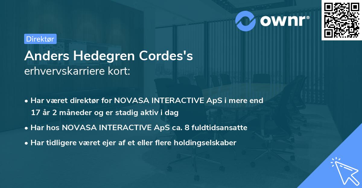 Anders Hedegren Cordes's erhvervskarriere kort