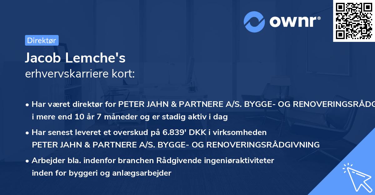 Jacob Lemche's erhvervskarriere kort