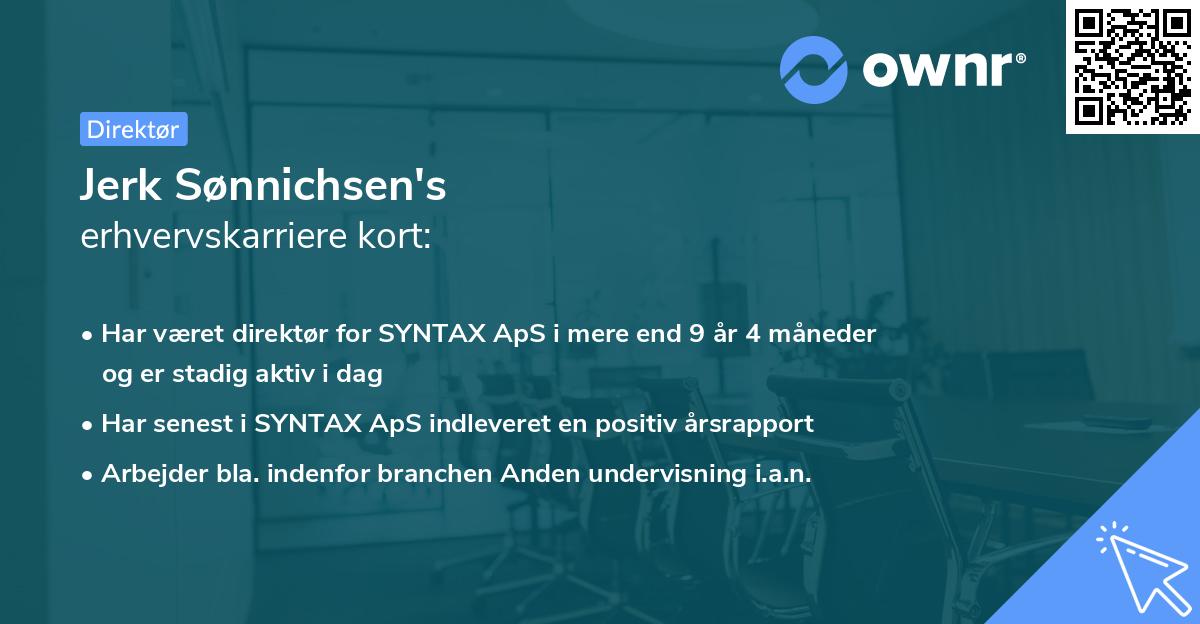 Jerk Sønnichsen's erhvervskarriere kort