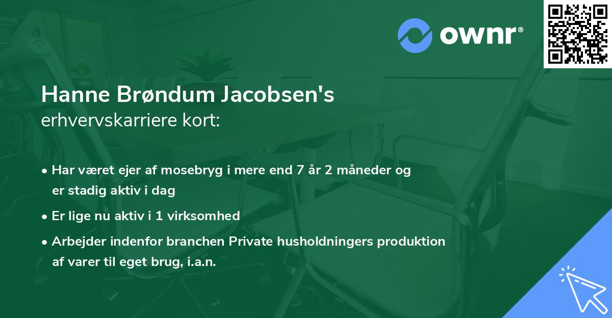 Hanne Brøndum Jacobsen's erhvervskarriere kort