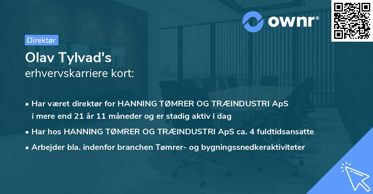 Olav Tylvad's erhvervskarriere kort