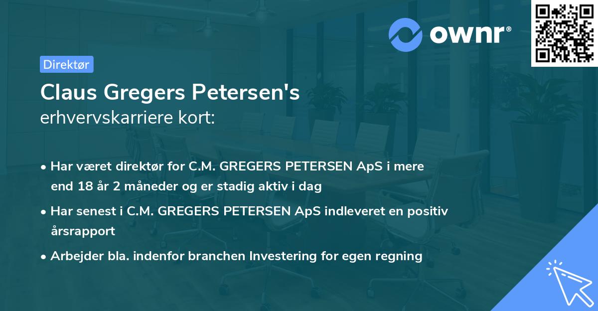 Claus Gregers Petersen's erhvervskarriere kort