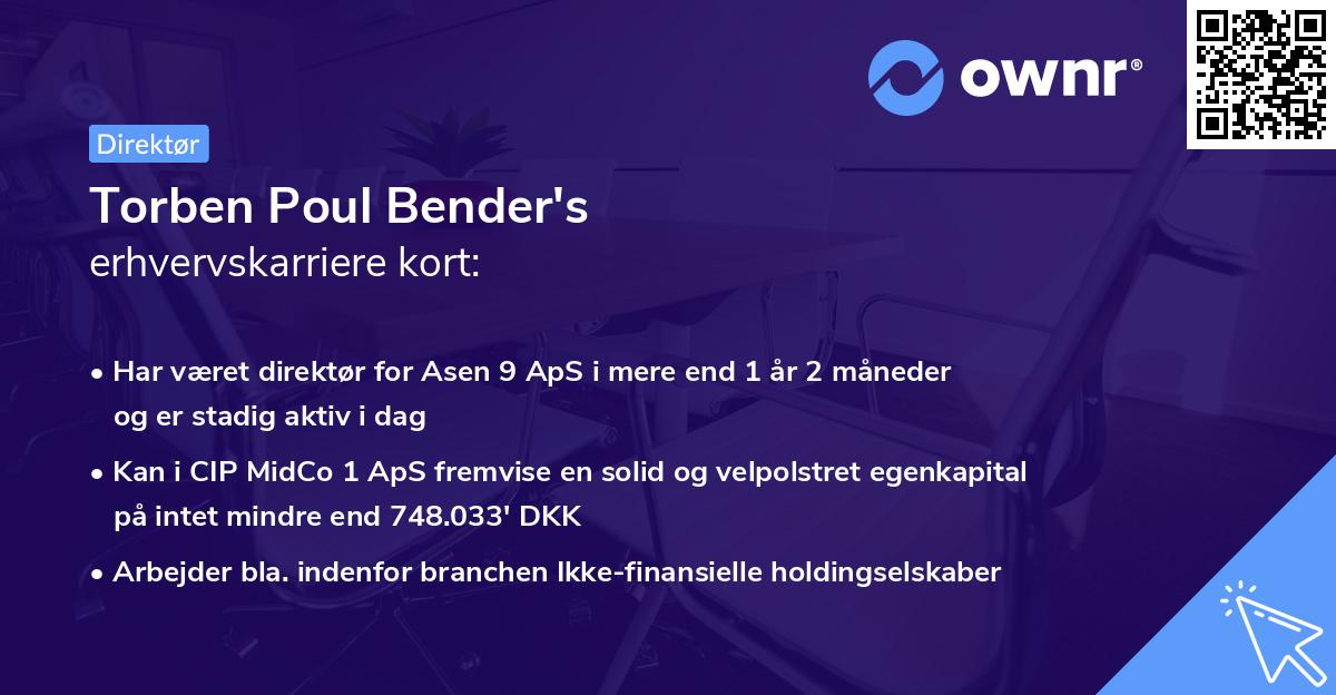 Torben Poul Bender's erhvervskarriere kort