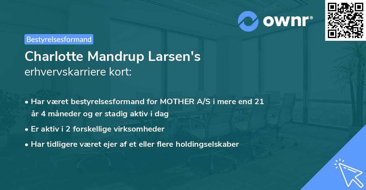 Charlotte Mandrup Larsen's erhvervskarriere kort