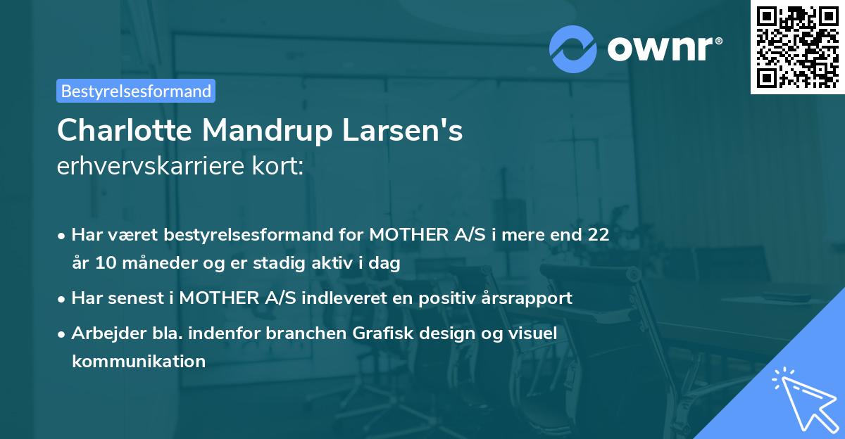 Charlotte Mandrup Larsen's erhvervskarriere kort
