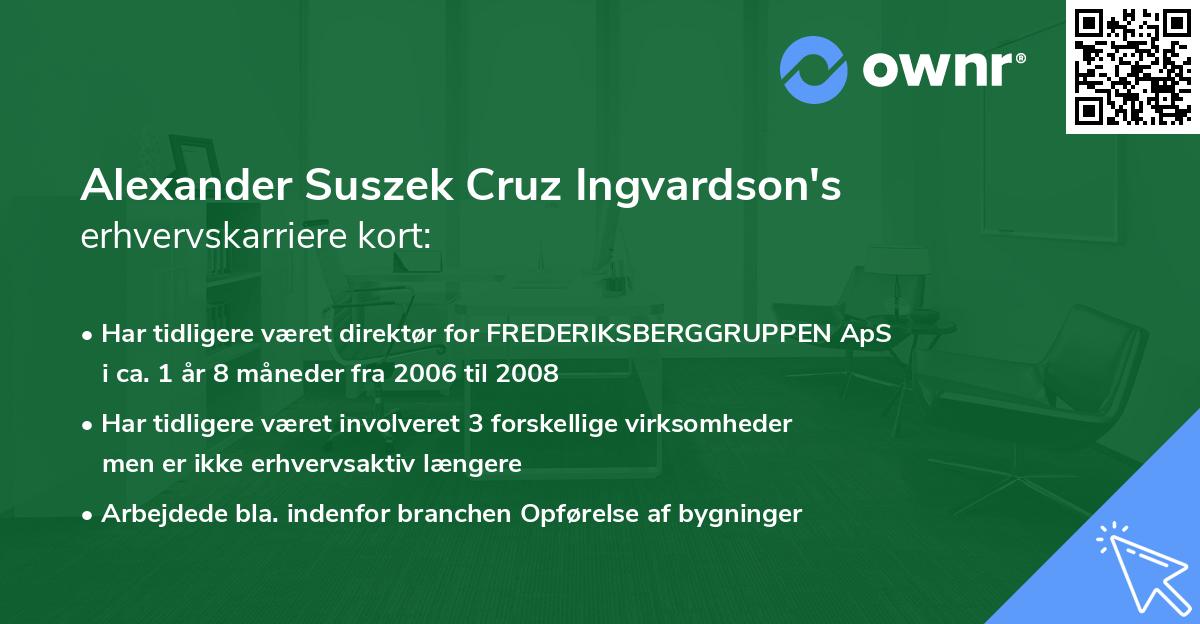 Alexander Suszek Cruz Ingvardson's erhvervskarriere kort