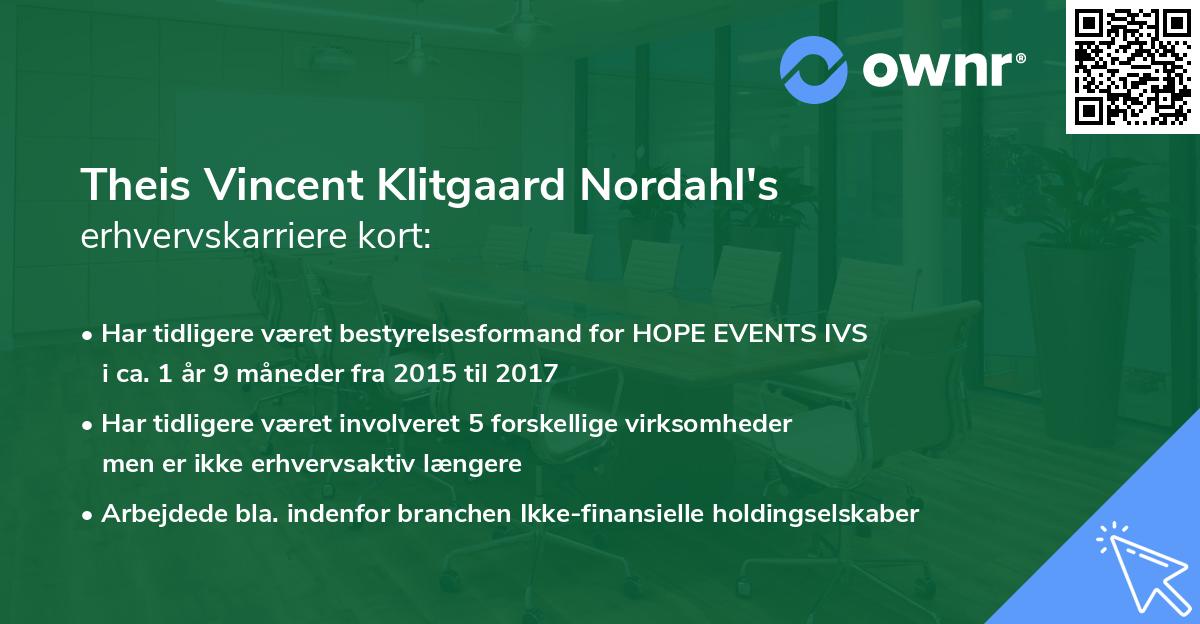 Theis Vincent Klitgaard Nordahl's erhvervskarriere kort