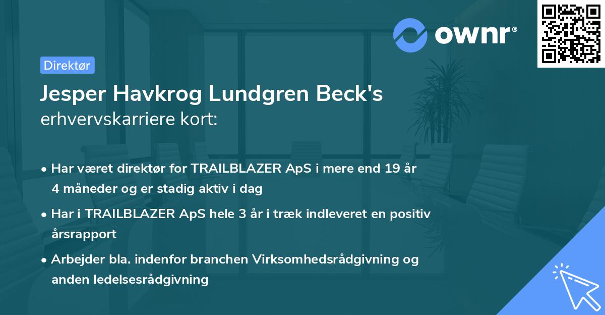 Jesper Havkrog Lundgren Beck's erhvervskarriere kort