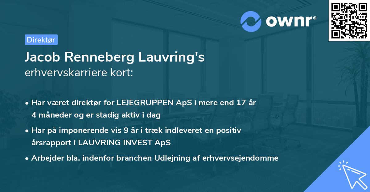 Jacob Renneberg Lauvring's erhvervskarriere kort