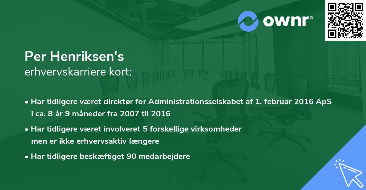 Per Henriksen's erhvervskarriere kort