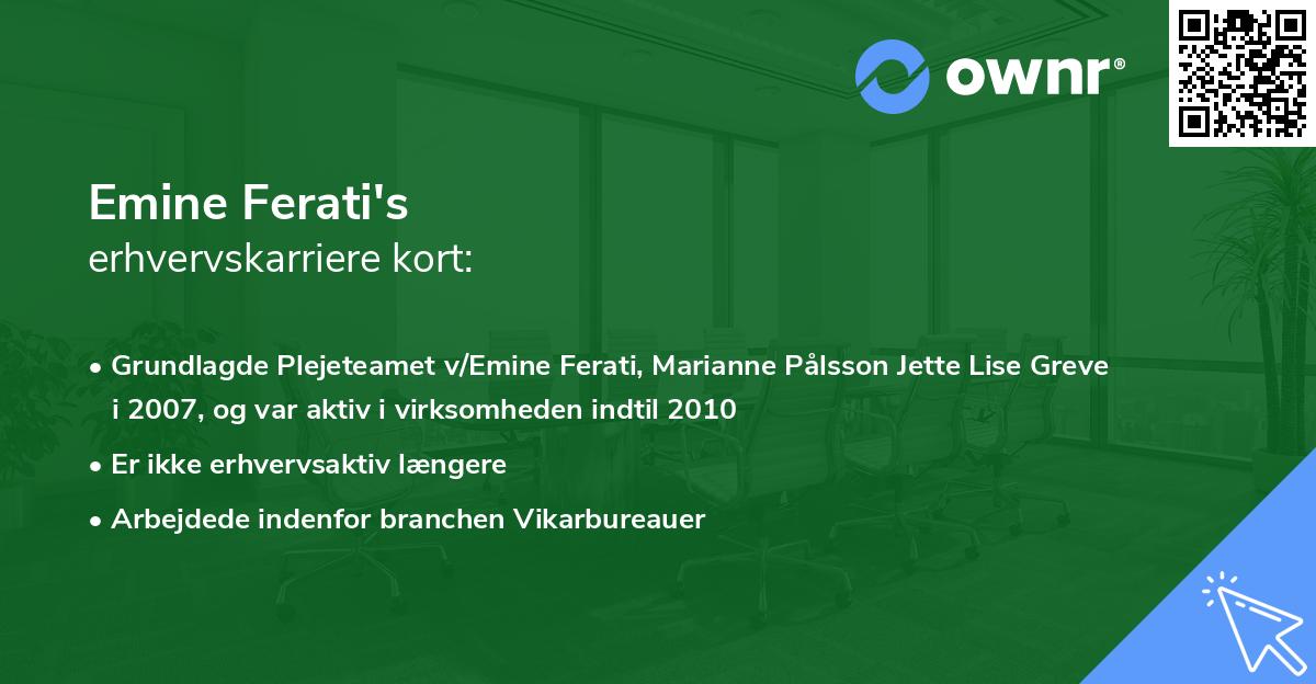 Emine Ferati's erhvervskarriere kort