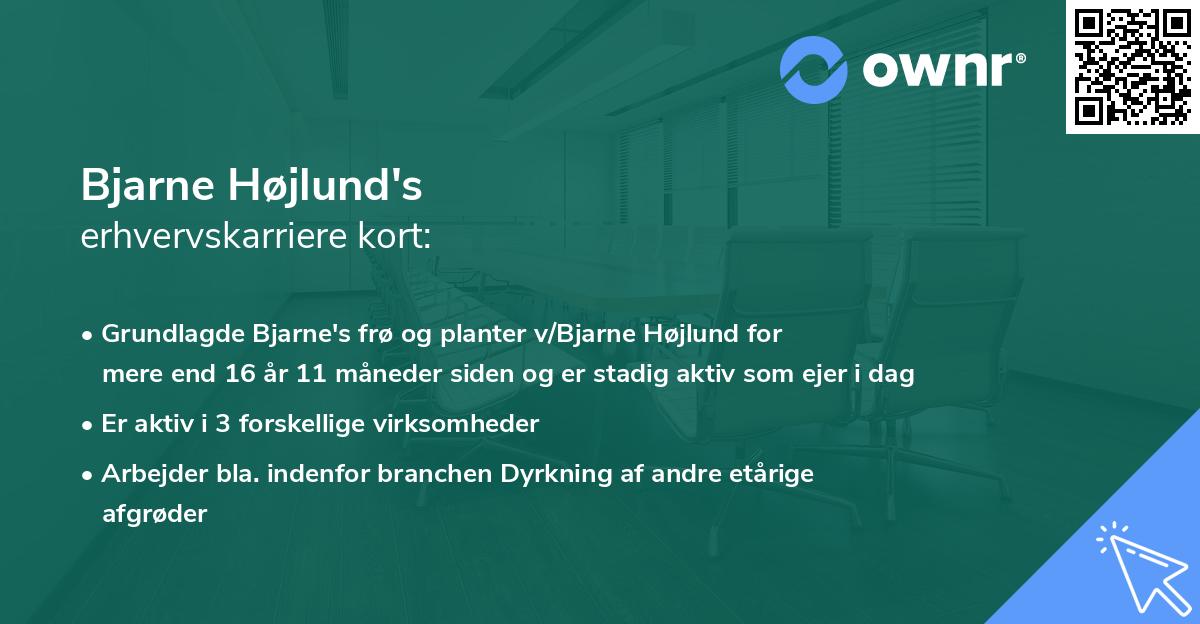 Bjarne Højlund's erhvervskarriere kort