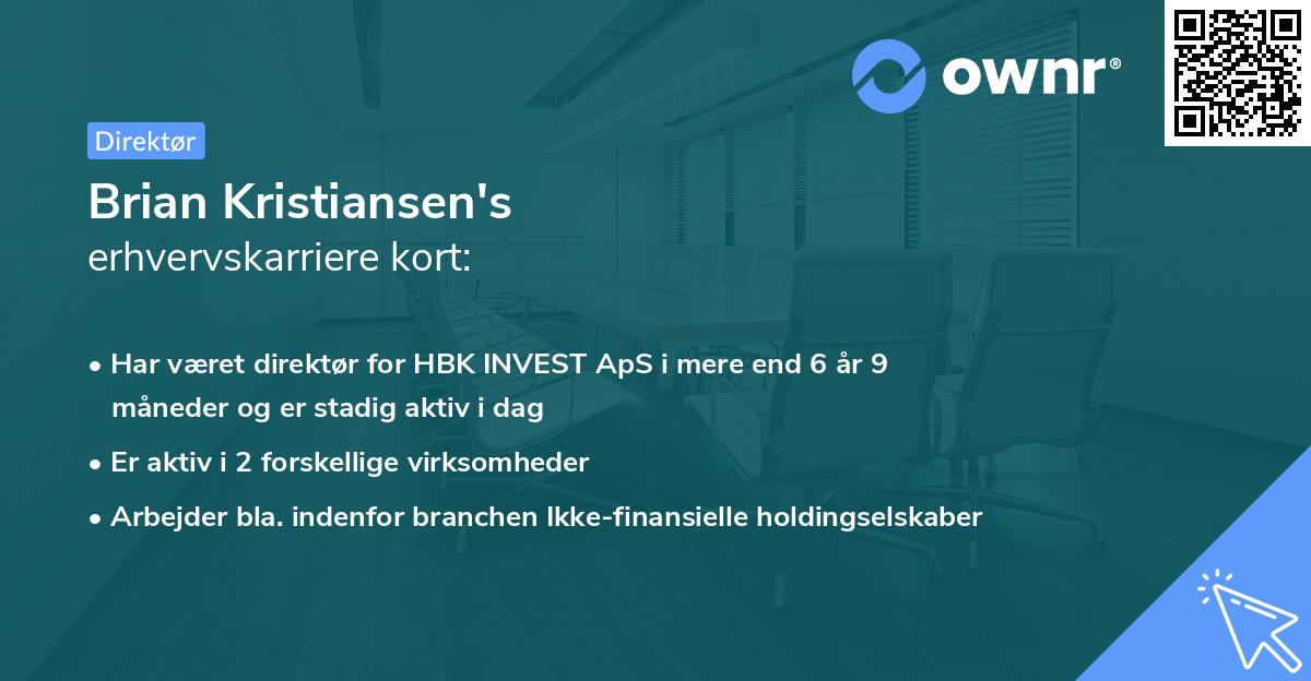 Brian Kristiansen's erhvervskarriere kort