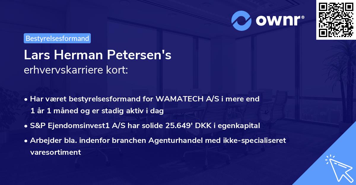 Lars Herman Petersen's erhvervskarriere kort