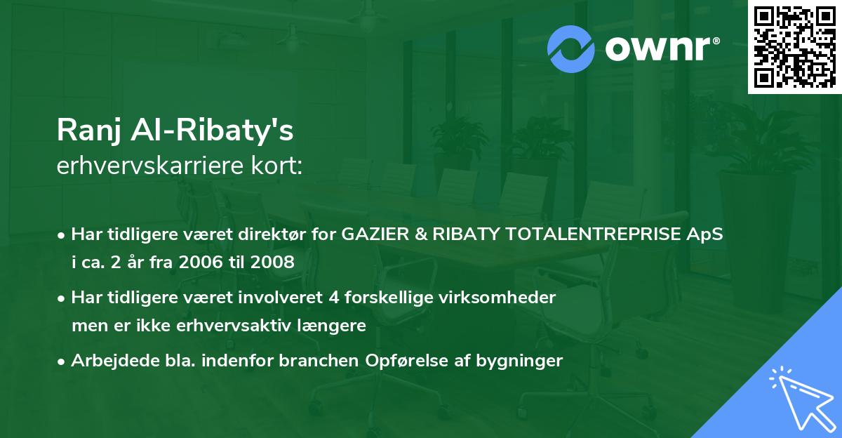 Ranj Al-Ribaty's erhvervskarriere kort